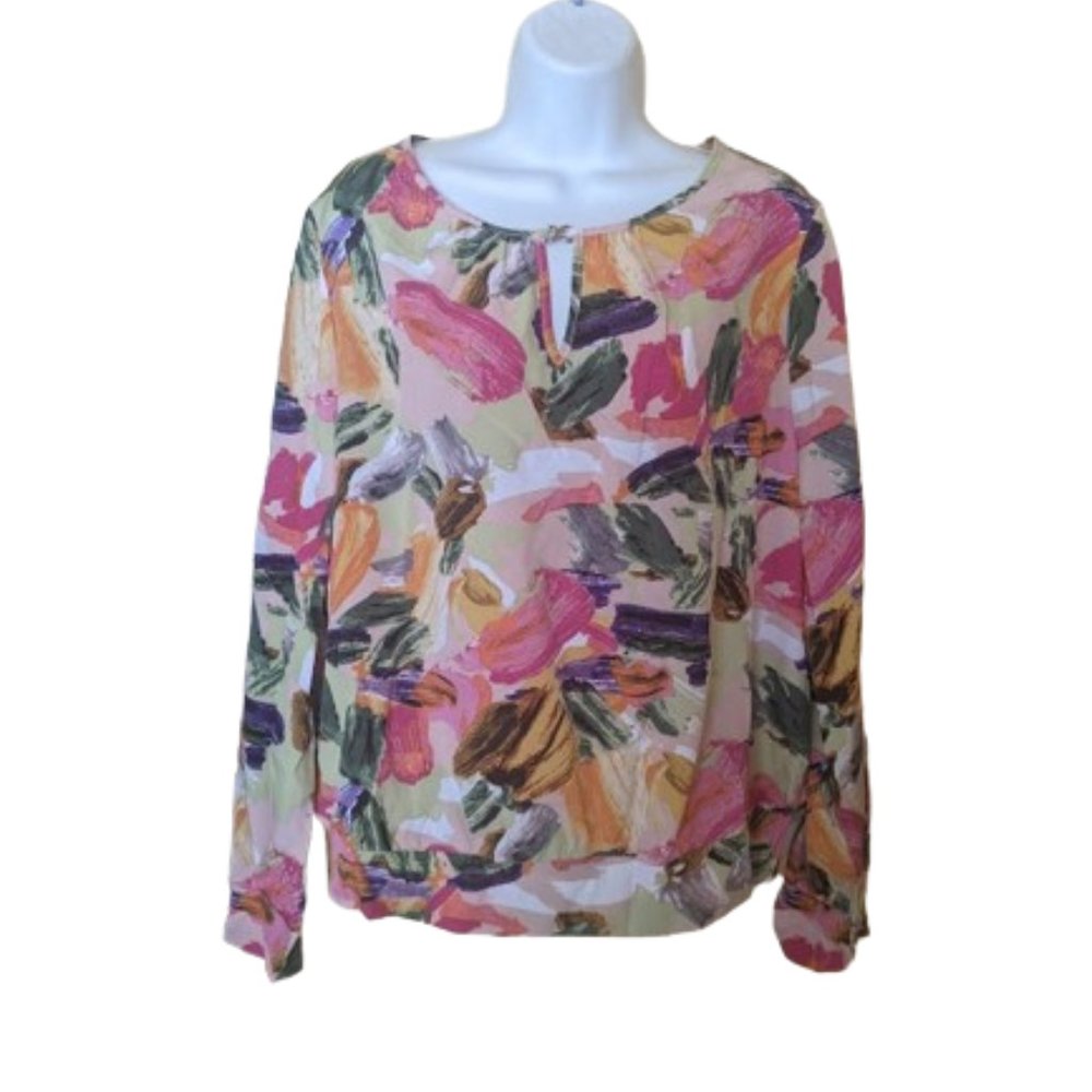 S238  Long Sleeve Floral Blouse Size XL - Picture 2 of 4